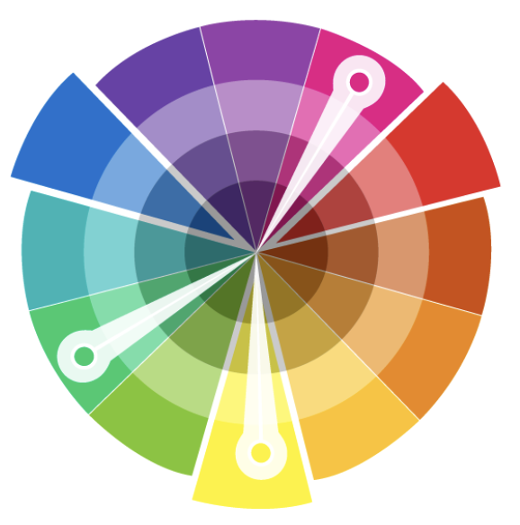 Example of one main colour and two complementary ones.