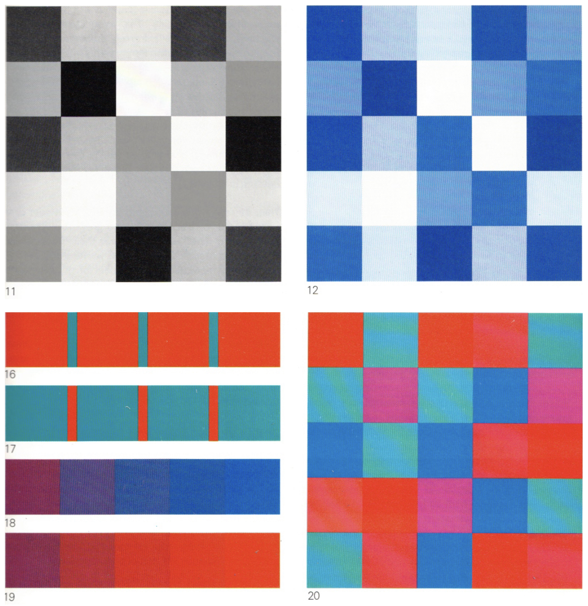 Example showing contrasting colours producing different levels of visual emphasis