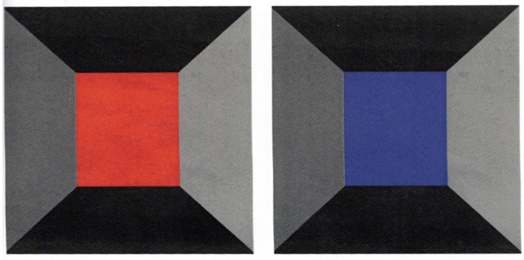 Example showing colours appearing to advance or recede within a flat composition