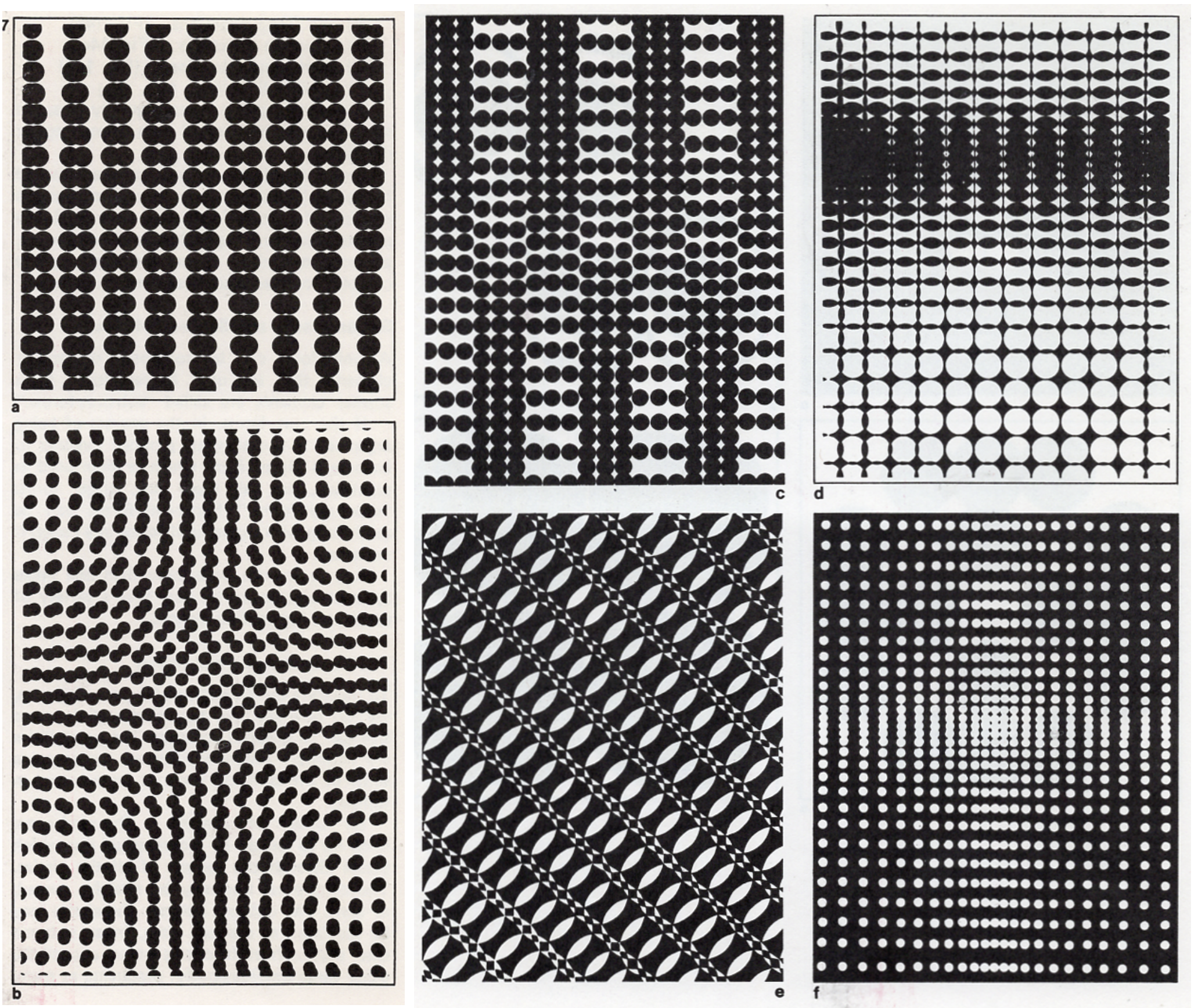 Example showing repeated geometric forms arranged in a regular pattern