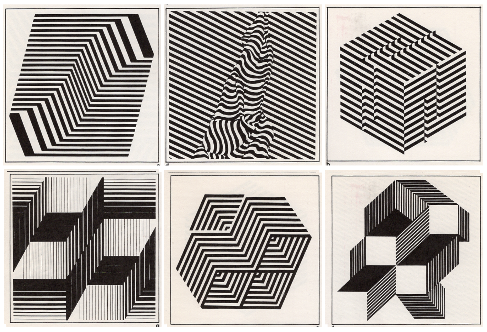 Example showing forms organized to create flat, illusory, or conflicting spatial relationships