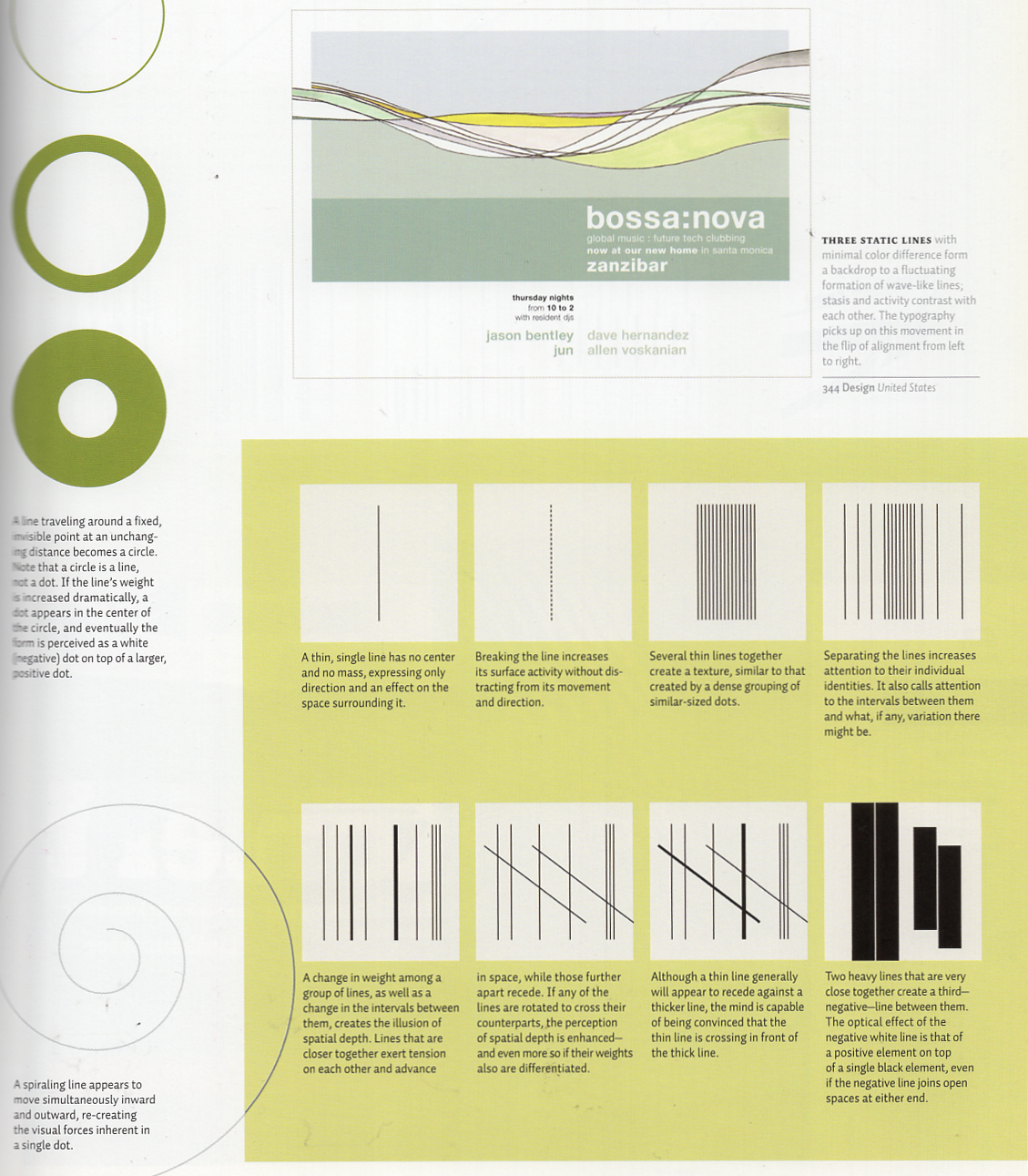 Examples showing lines changing in length, weight, spacing, direction, and sequence