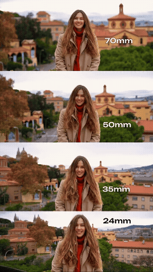 Second focal-length comparison photographed from the same fixed camera position.