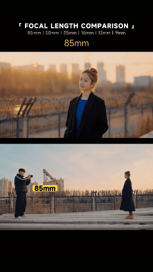 Middle focal length used from an intermediate camera position while maintaining similar subject framing.